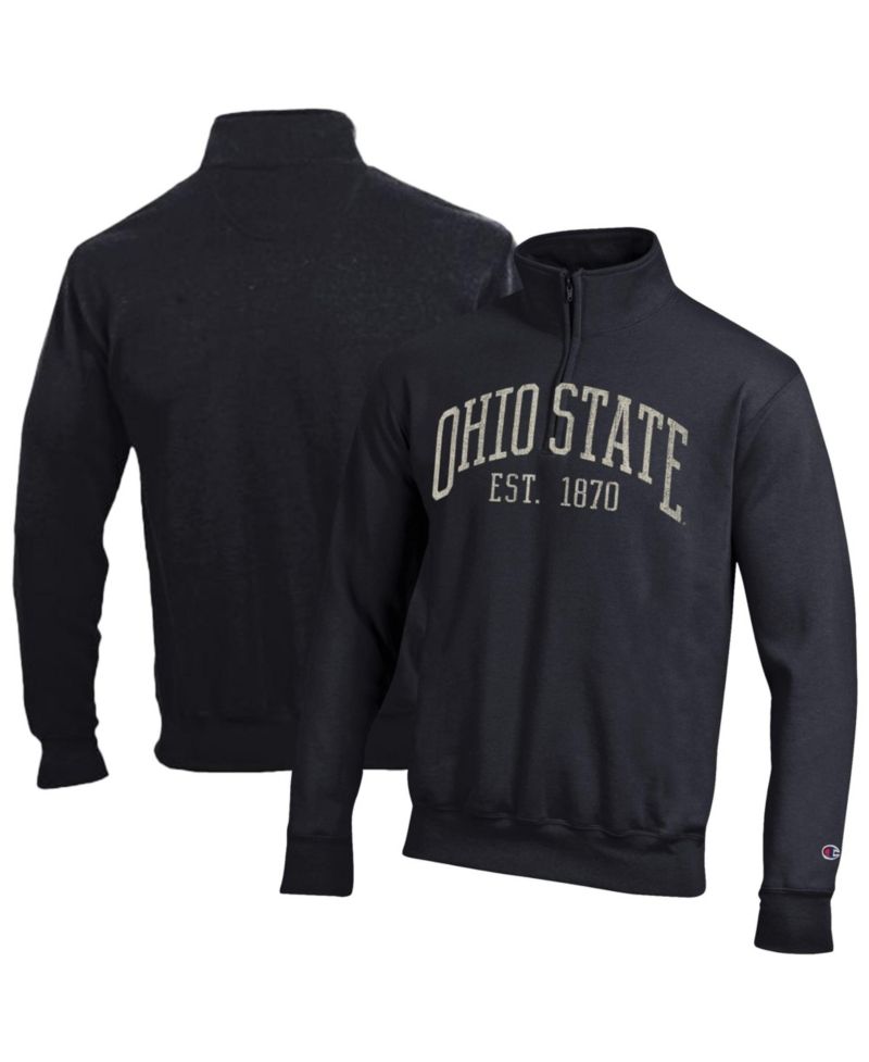 Men's Black Ohio State Buckeyes Powerblend Quarter-Zip Pullover