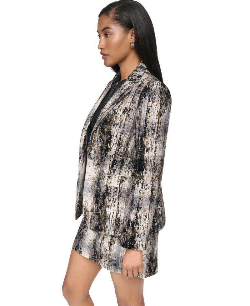 Women's Distressed City Plaid Blazer