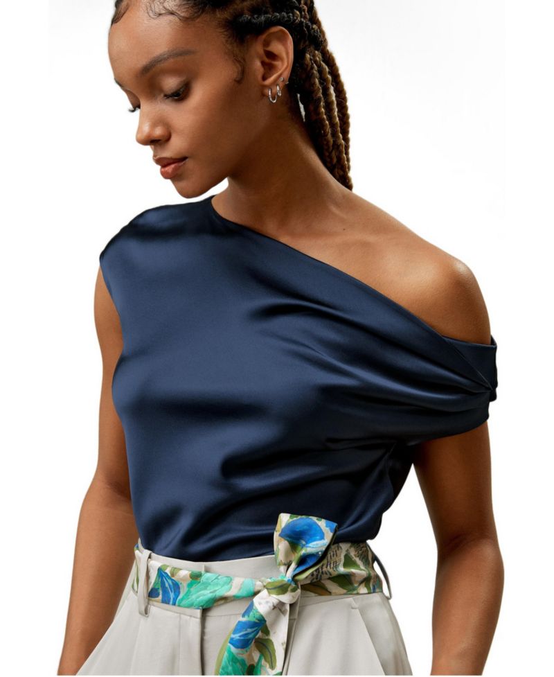 Women's Boat Neck Regular Fit Silk Top