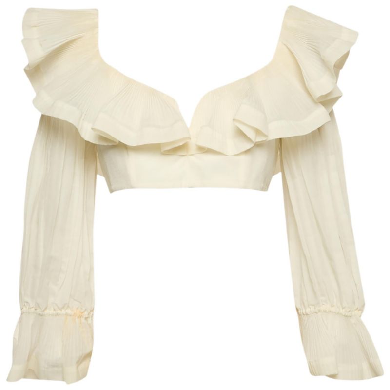 Women's Crepe Ruffled The Lovestruck Crop Top