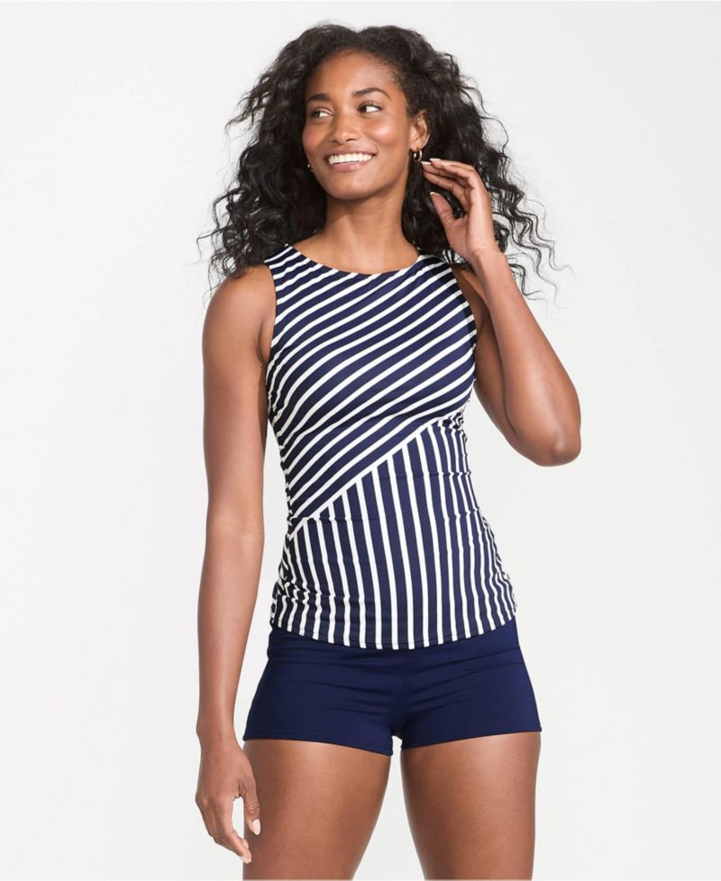 Women's DDD-Cup Chlorine Resistant High Neck UPF 50 Modest Tankini Swimsuit Top