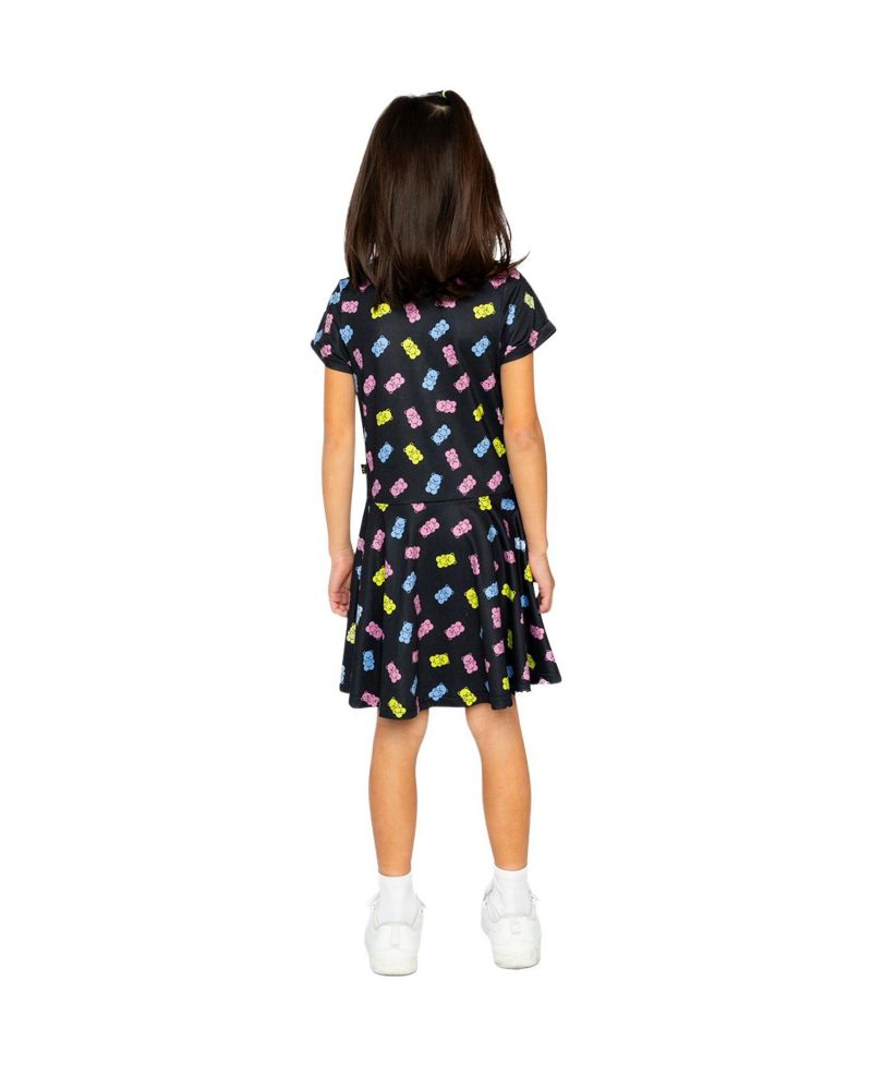Little and Big Girl Short Sleeve Dress(6-12)Printed Gummy Bears