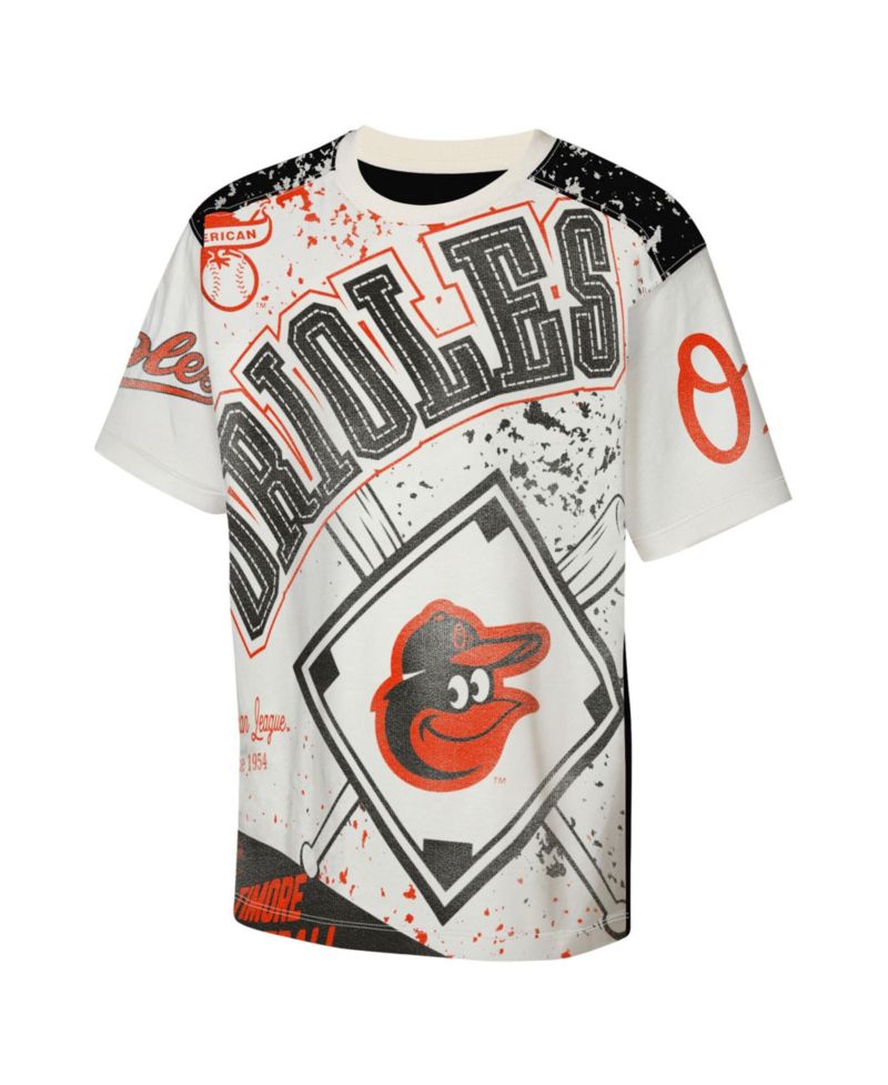 Big Boys and Girls Cream Baltimore Orioles Big League Top Player Bold All-Over-Print T-Shirt