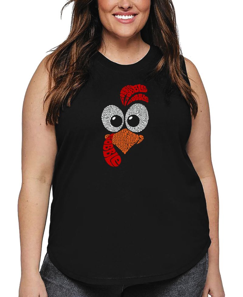Plus Size Turkey Face Word Art Tank Top