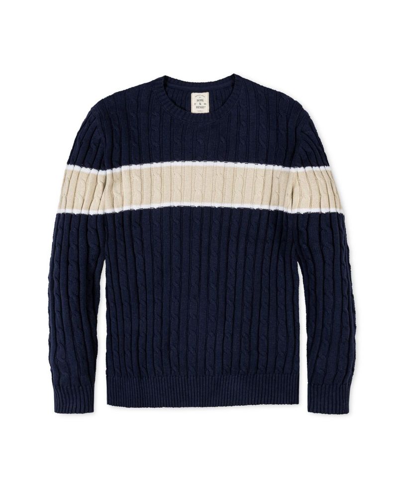 Men's Organic Crew Neck Cable Sweater