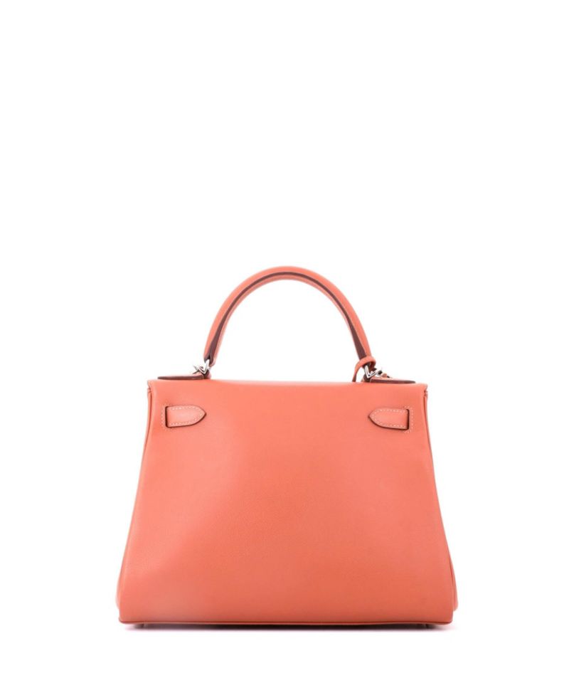 Pre-Owned HERMES Kelly 28 Handbag Verso Evercolor with Palladium Hardware
