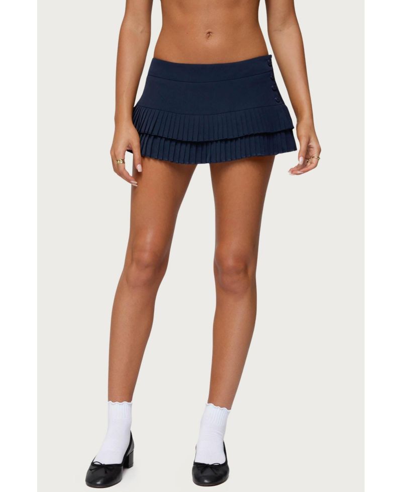Womens Double Pleated Mini Skort