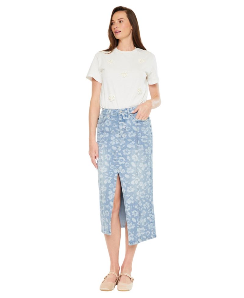 Women's Hibiscus High Rise Midi Skirt