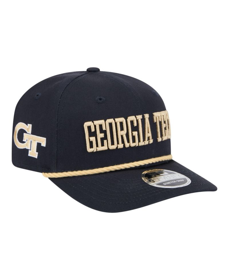 Men's Navy Georgia Tech Yellow Jackets Wordmark Rope 9SEVENTY Stretch-Snap Hat