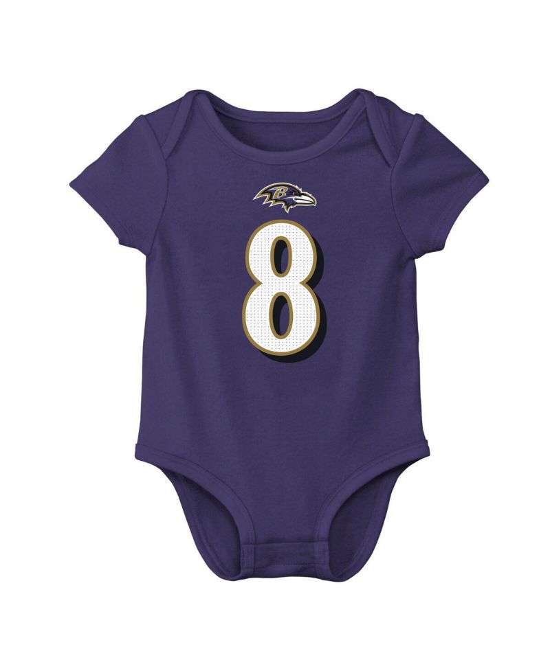Baby Boys and Girls Lamar Jackson Purple Baltimore Ravens Player Name & Number Bodysuit