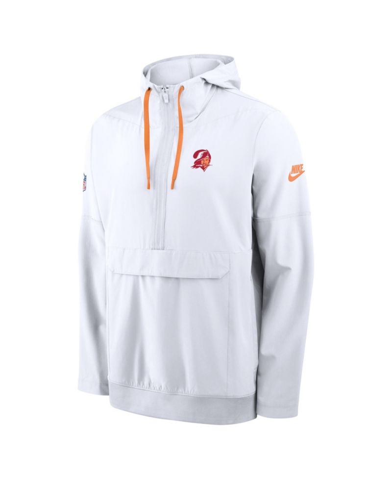 Men's White Tampa Bay Buccaneers Sideline Broken Rules Alternate Anorak Half-Zip Hoodie