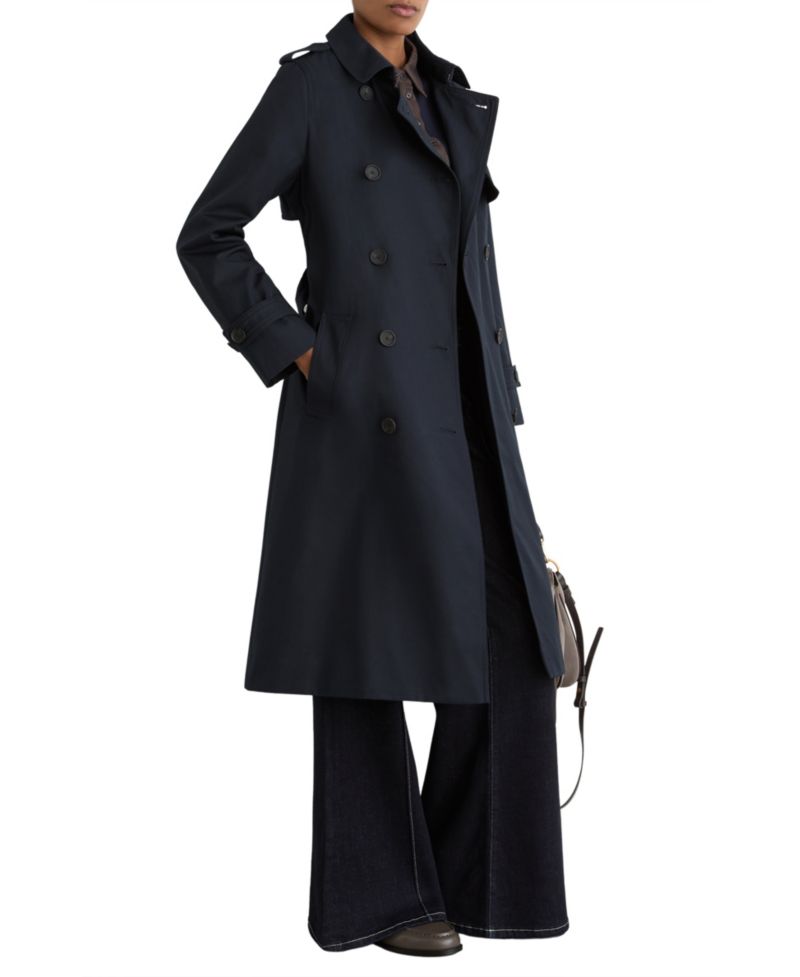 Women's Azura Hooded Double-Breasted Long Trench Coat