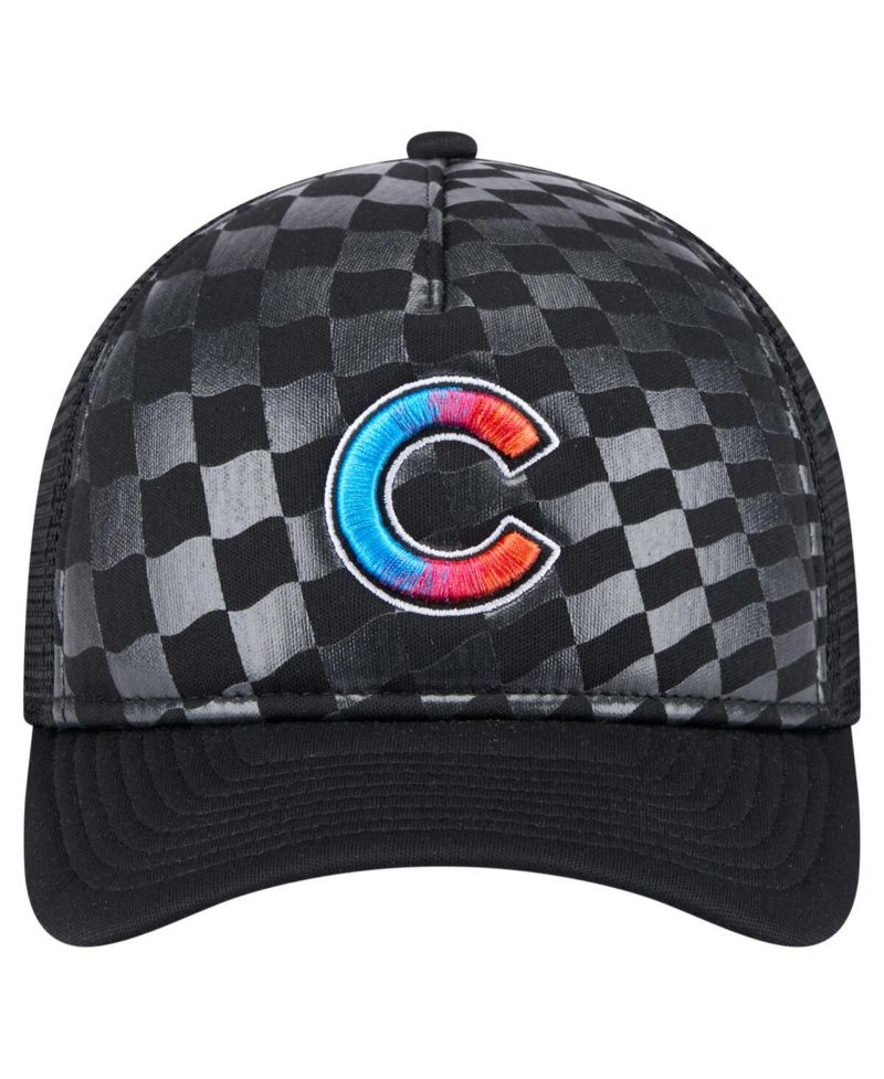 Men's Black Chicago Cubs Gradient 9FORTY A-Frame M-Crown Trucker Adjustable Hat