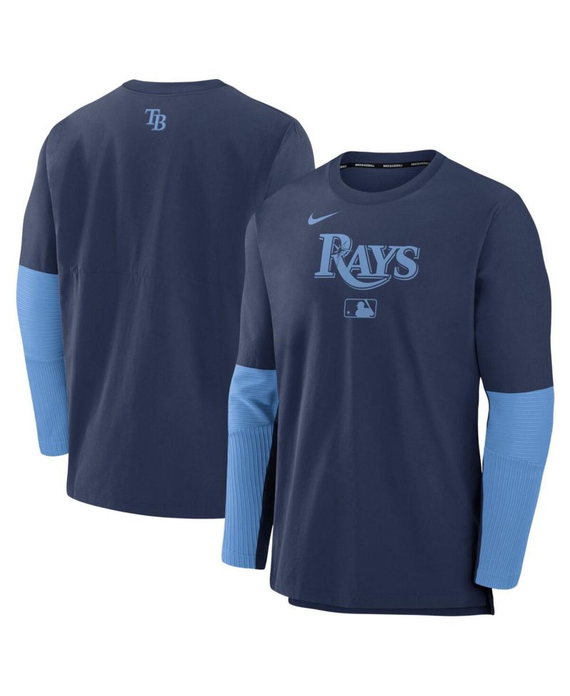 Men's Navy/Light Blue Tampa Bay Rays Authentic Collection Player Lightweight Performance Long Sleeve Top