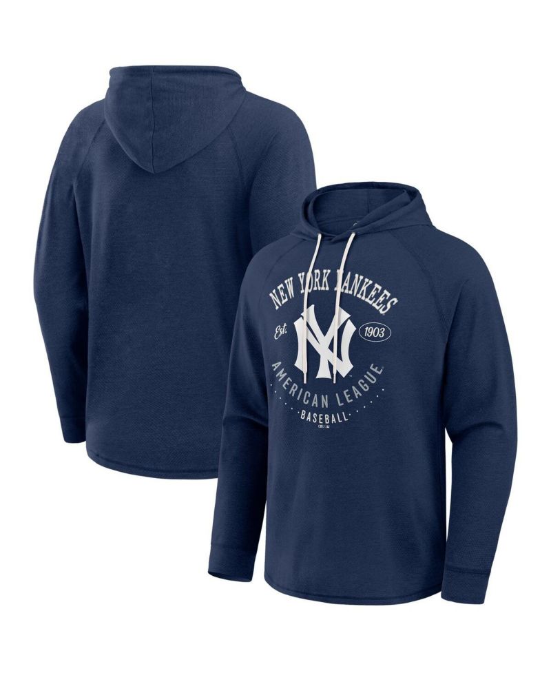 Men's Navy New York Yankees Raglan Hooded Long Sleeve T-Shirt
