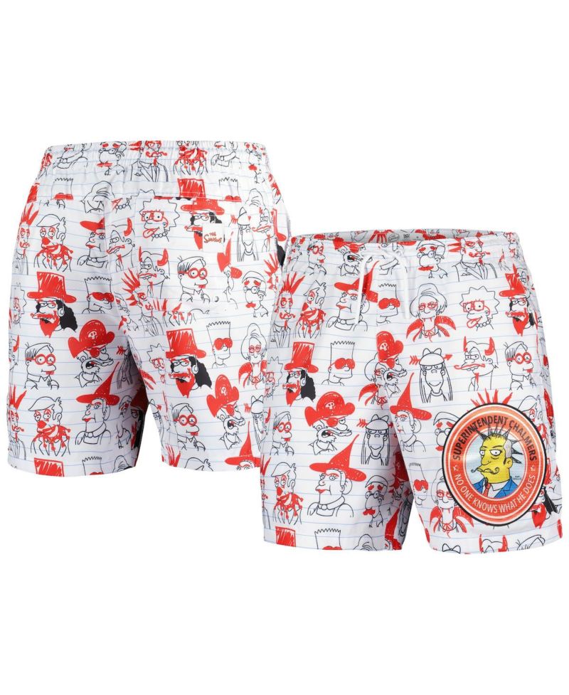 Men's White The Simpsons Bart School Doodles Shorts