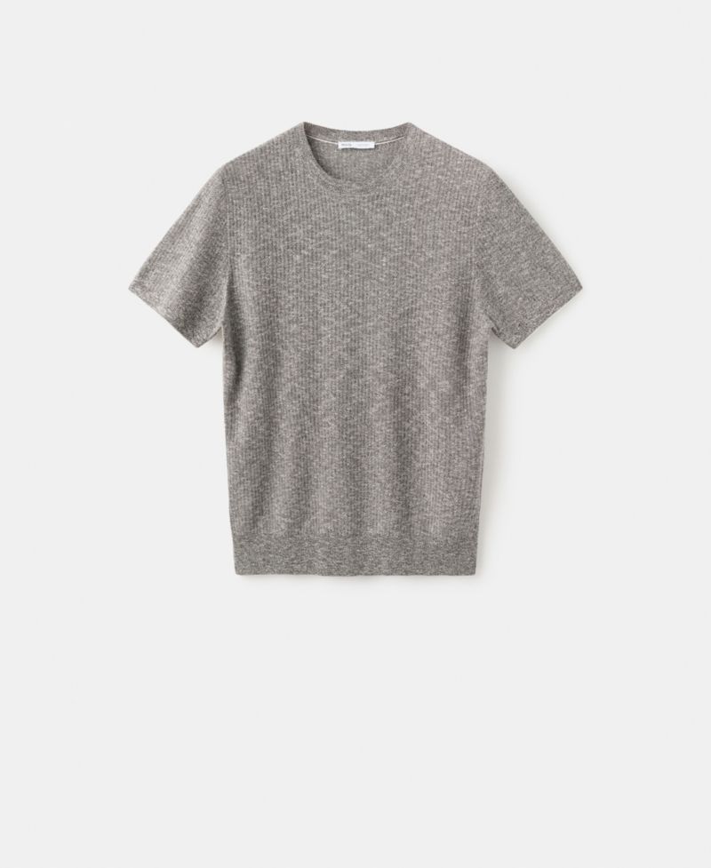 Men's Ribbed Linen-Cotton Blend T-Shirt