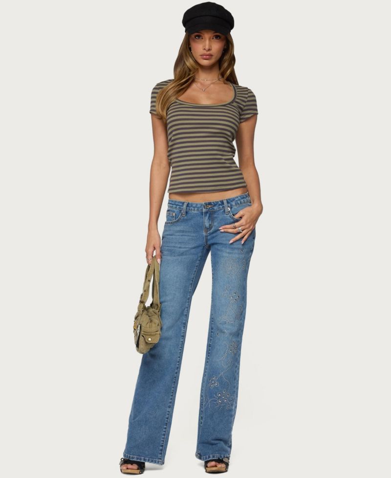 Women's Maddex Striped Ribbed Short-Sleeve T-Shirt