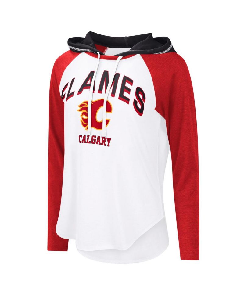 Women's White Calgary Flames VIP Raglan Long Sleeve Hoodie T-Shirt