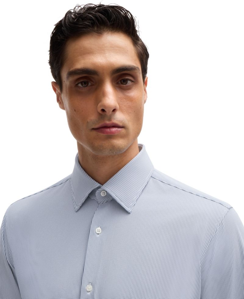 Men's Structured Performance-Stretch Fabric Regular-Fit Dress Shirt