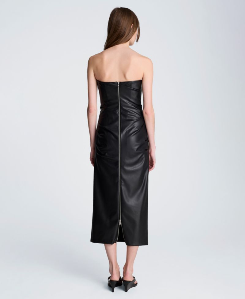 Women's Strapless Midi Tuck Dress