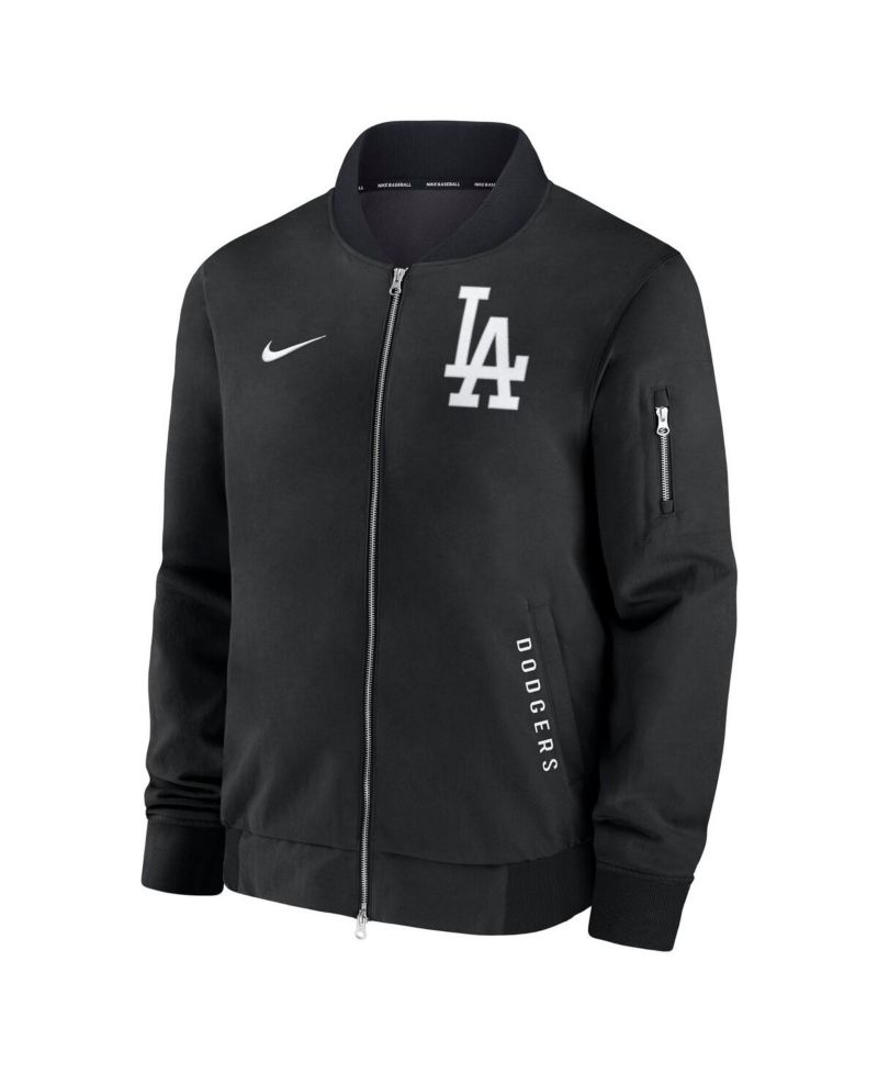 Men's Anthracite Los Angeles Dodgers Authentic Collection Dugout Full-Zip Bomber Jacket