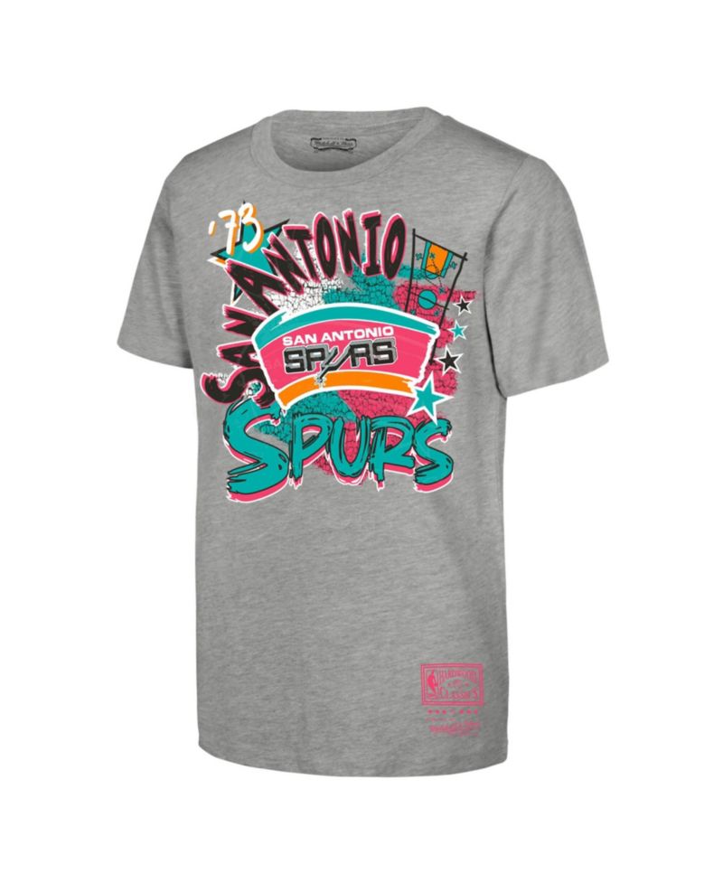 Preschool Mitchell Ness Heather Gray San Antonio Spurs Play by Play T-Shirt