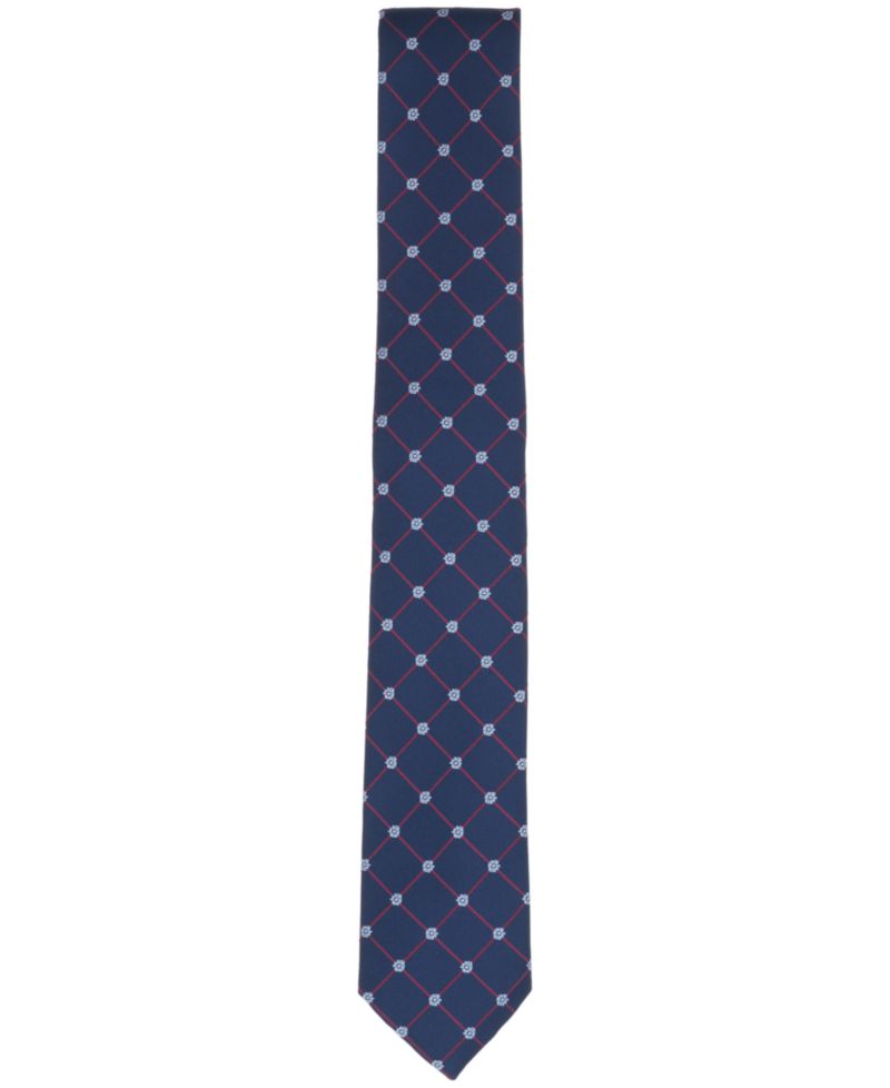 Men's Floral and Club Grid Pattern Tie