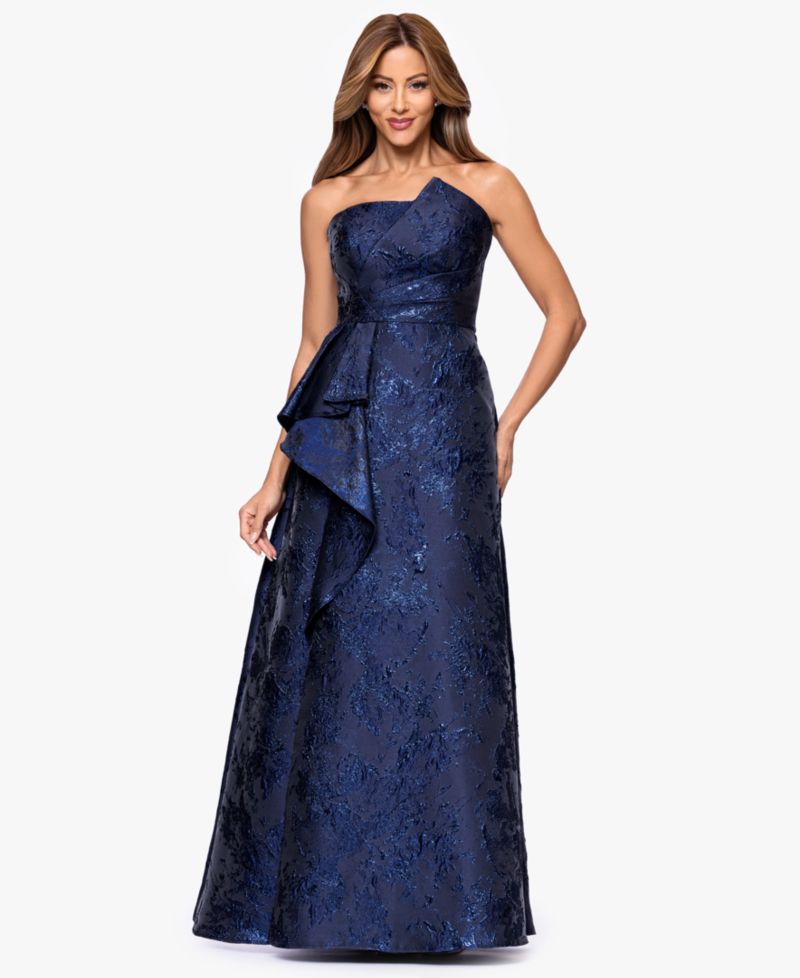 Women's Asymmetrical Strapless Ruffle Dress