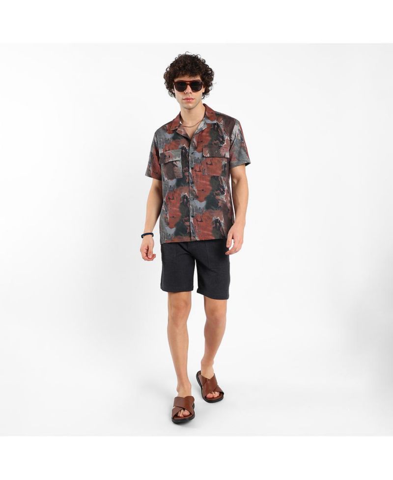 Men's Abstract Utility Oversized Shirt