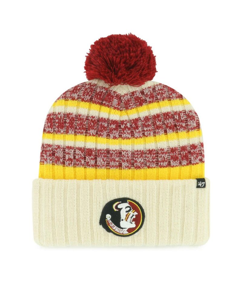 Men's Cream Florida State Seminoles Vintage Tavern Cuffed Knit Hat with Pom
