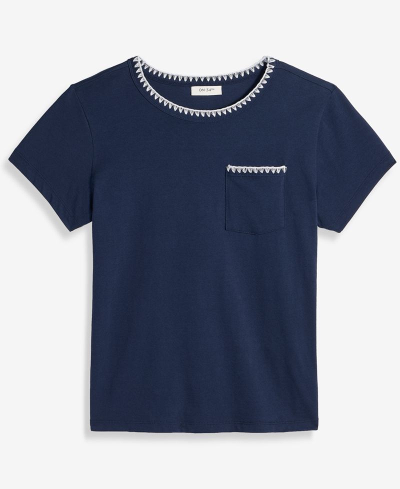 Women's Blanket-Stitch Pocket T-Shirt