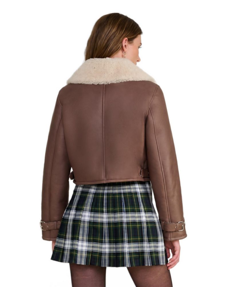 Women's Avery Brown Shearling Aviator Jacket