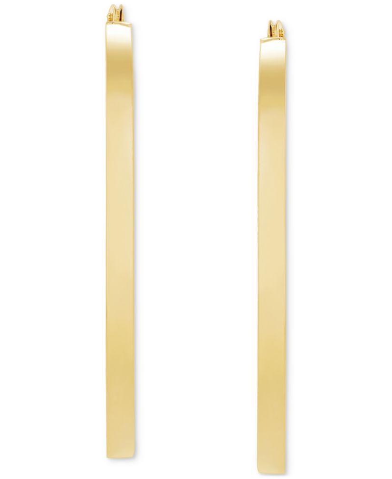Polished Oval Flat-Edge Tube Earrings in 10k Gold, 1-1/5"