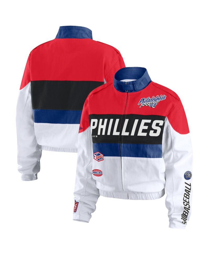 Women's Red/White Philadelphia Phillies Racing Full-Zip Jacket