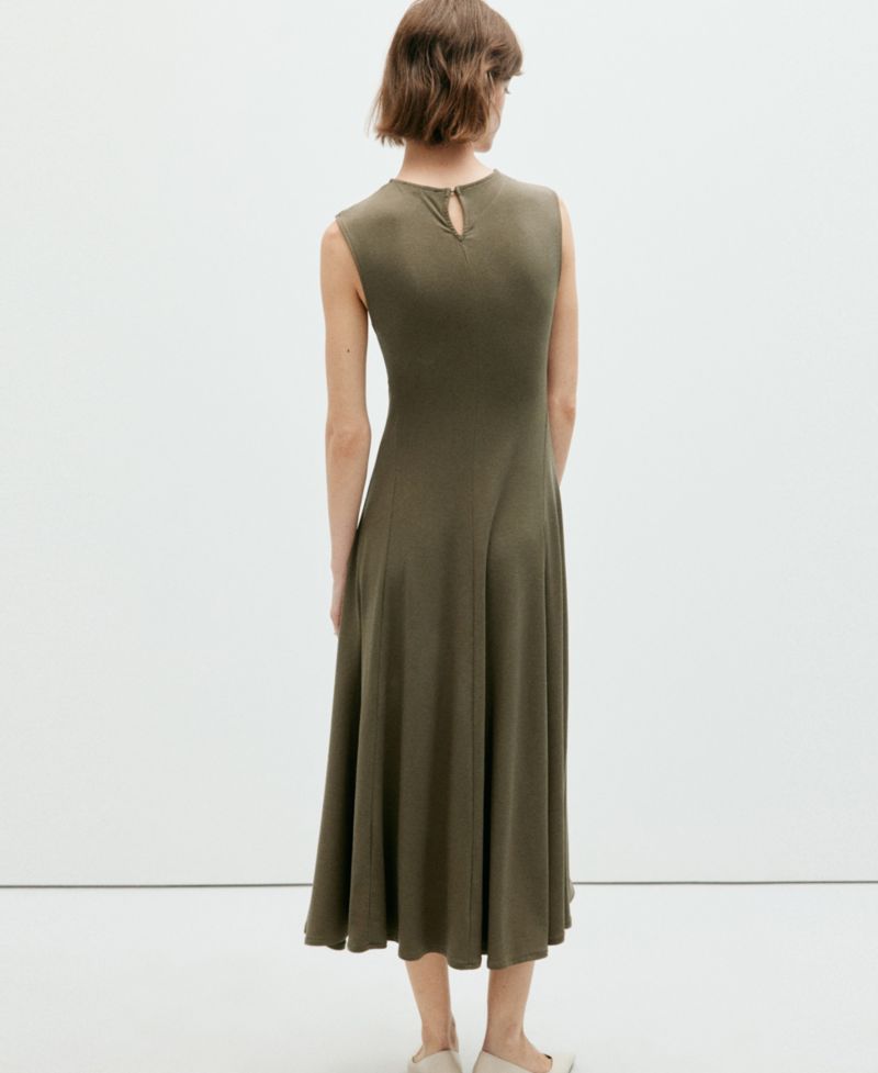 Women's Fluid Knit Gathered Detail Midi Dress