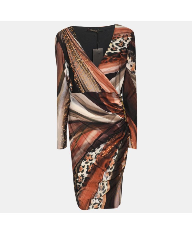 Women's Stretch Crepe Piercing Draped Midi Dress