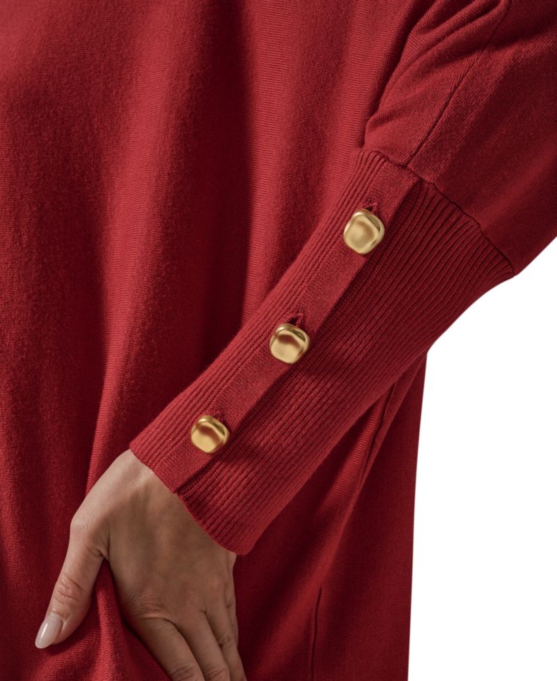 Petite Turtleneck Oversized Long-Sleeve Poncho