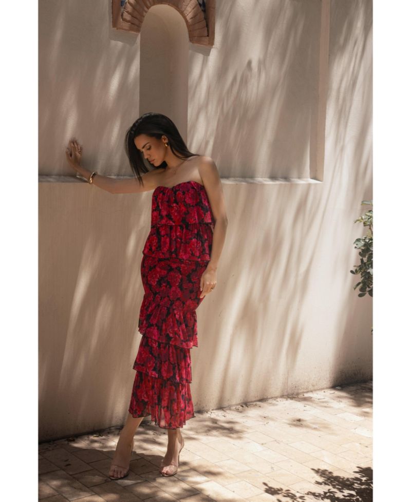 Women's Floral Casa Blanca Ruffle Dress