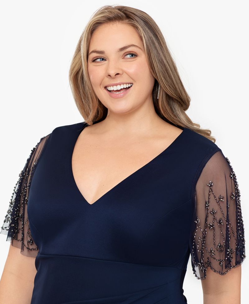 Plus Size Lace-Sleeve Dress