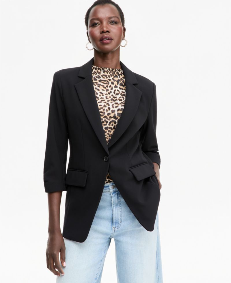 Women's 3/4-Sleeve Single-Button Blazer