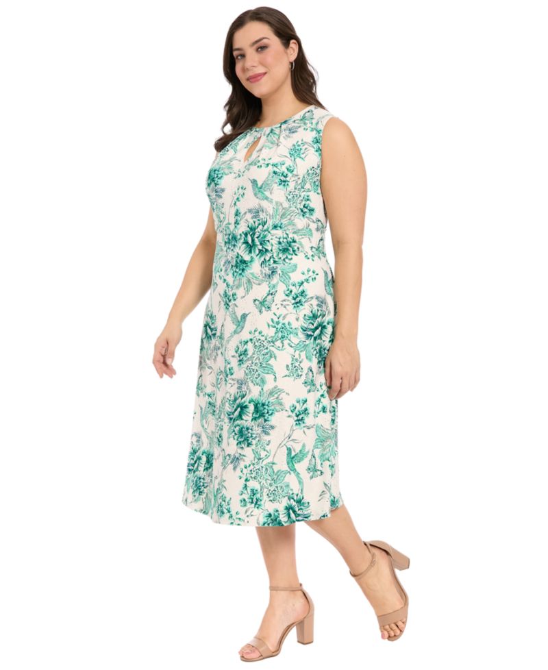 Plus Size Sleeveless Keyhole Neck Midi Dress
