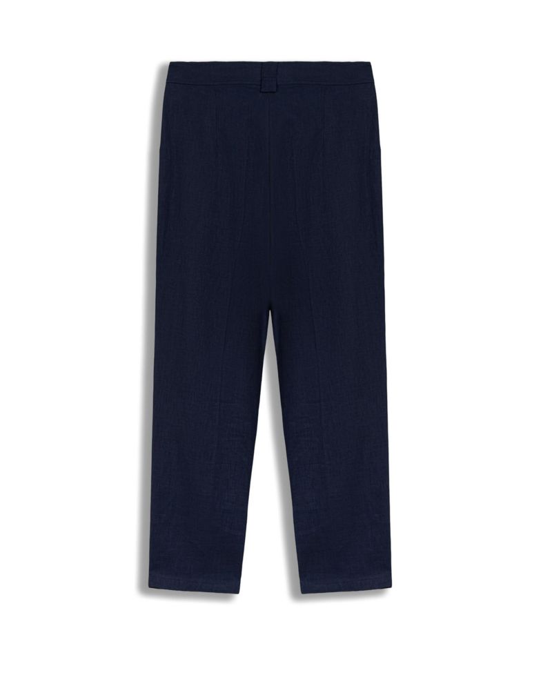 Women's High-Rise Pleated-Front Tapered Linen Trousers