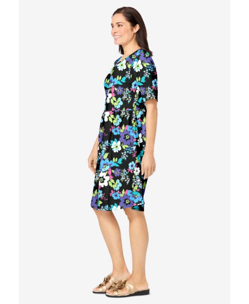 Plus Size Button-Front Short Essential Dress
