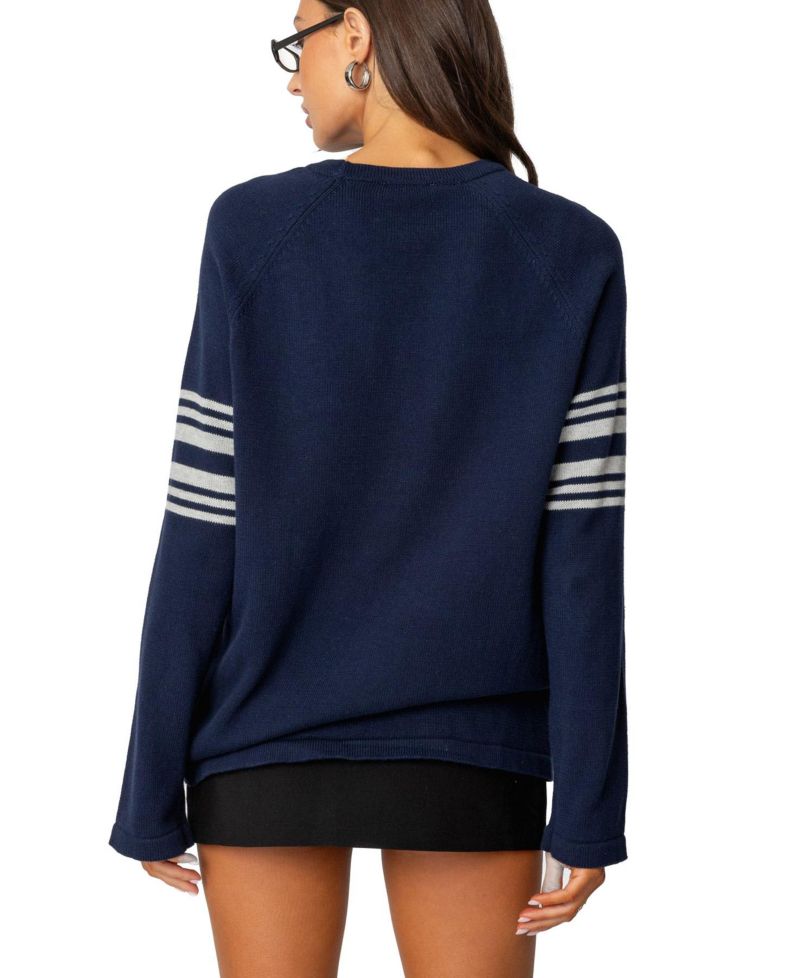 Women's Contrast Stripe Oversized Knit Top