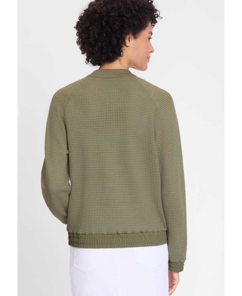 Women's Mixed Media Zip Front Bomber Jacket
