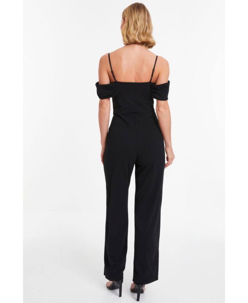 Women's Scuba Crepe Cold Shoulder Palazzo Jumpsuit