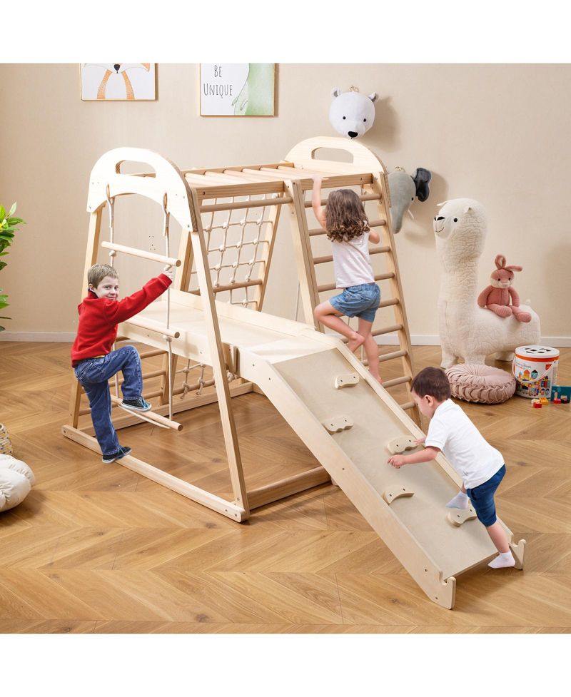 8-in-1 Kids Jungle Gym with Slide Monkey Bars and Climbing Frame