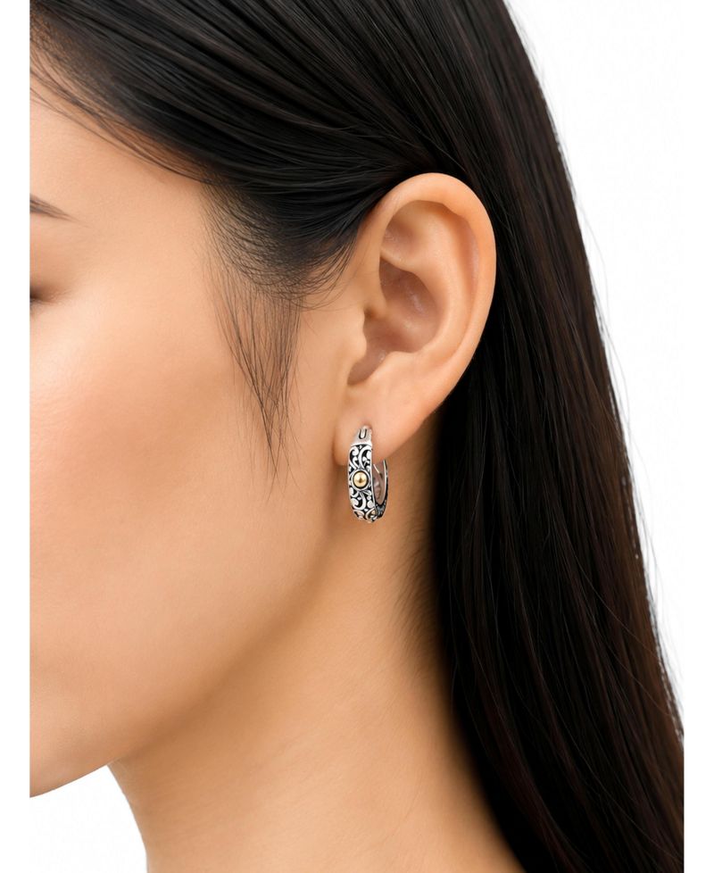 20mm Bali Filgree Hoop Earrings in Sterling Accents