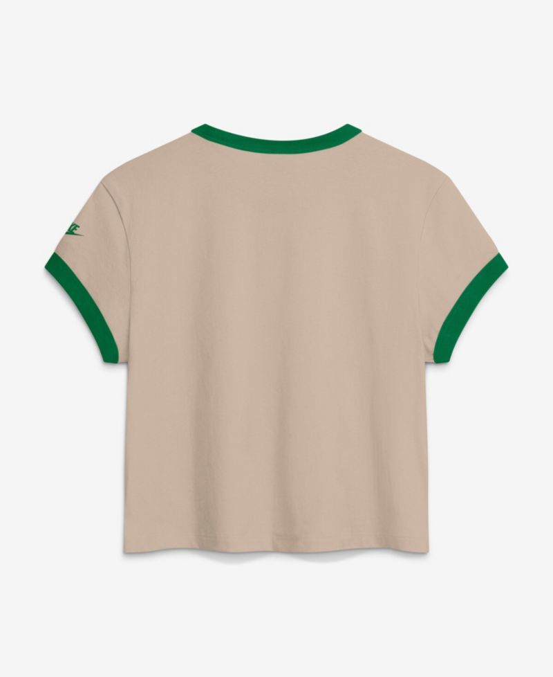 Women's Cream Philadelphia Eagles Rewind Ringer Mod Cropped T-Shirt